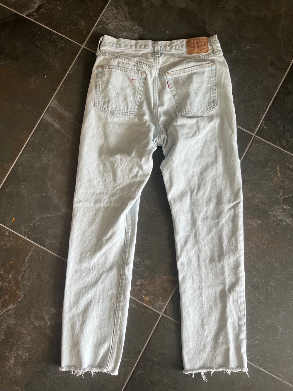 Levi’s Light Wash Flower Embroidered Women's 501 straight leg Jeans